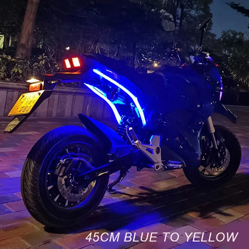 Luzes de seta para motocicleta, 2 peças, led, luzes diurnas, luz traseira, drl, decoração à prova d'água, faixa de freio, luz fluida