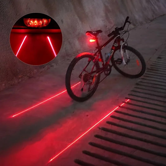 Luzes led para bicicleta, 2 lasers, 5 leds, à prova d'água, ciclismo, luz traseira, aviso de segurança, mtb, luzes traseiras